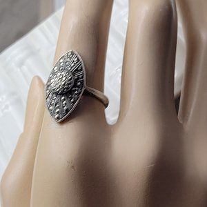 Victorian antique Ring size 6 with Marcasites Dinner Evening Art Deco Sterling